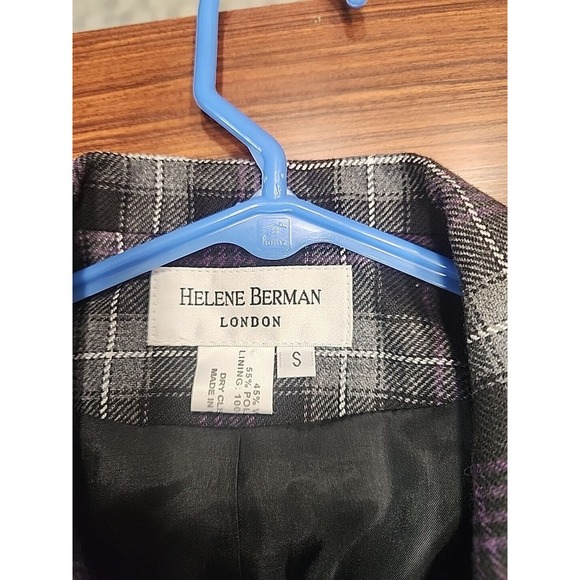 Helene Berman Womens Wool Blend Crop Coat Gray Tartan Plaid Double Breasted Sz S - Picture 6 of 8
